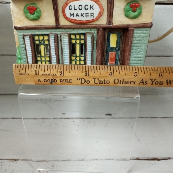 Christmas Americana Porcelain Collection Clock Maker Lighted Christmas Village - Picture 8 of 10